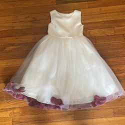 Burgundy Flower Inside Ivory Dress