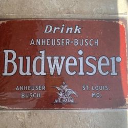 Budweiser Beer Metal Bar Sign