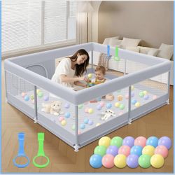 👶 Baby Playpen 50” x 50” – Safe & Spacious Play Area (Gray)
