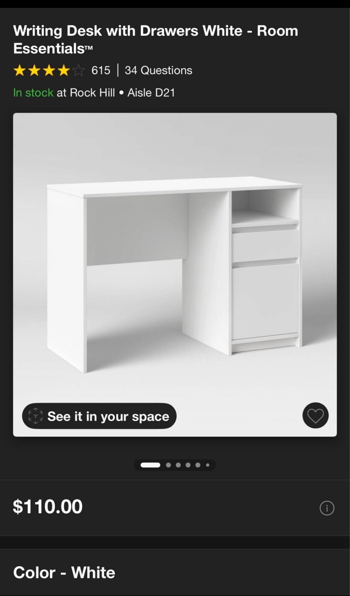Writing Desk with Drawers White - Room Essentials™