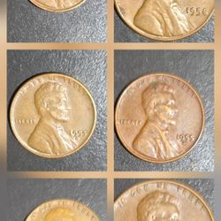 1950's Wheathead Pennies (Vf) - (Ef) Condition