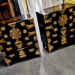 Lacquer Brass Oriental Cabinets
