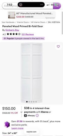 Kimberly Bay Paneled Wood Primed Bi-Fold Door