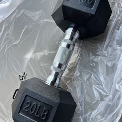 NEW DUMBBELL - 20LB RUBBERIZED HEX CHROME 