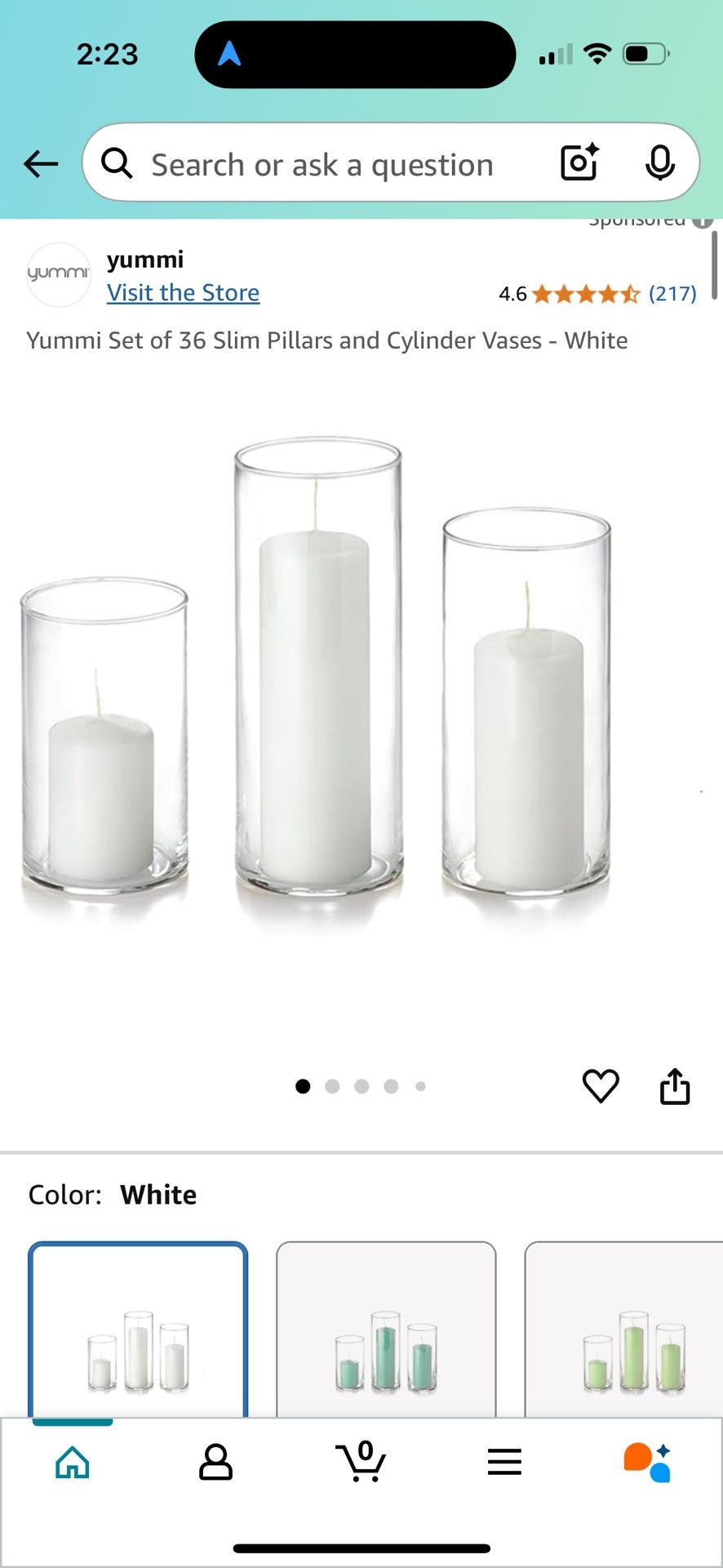 Yummi Set Of 36 Candles In Cylinder Vases