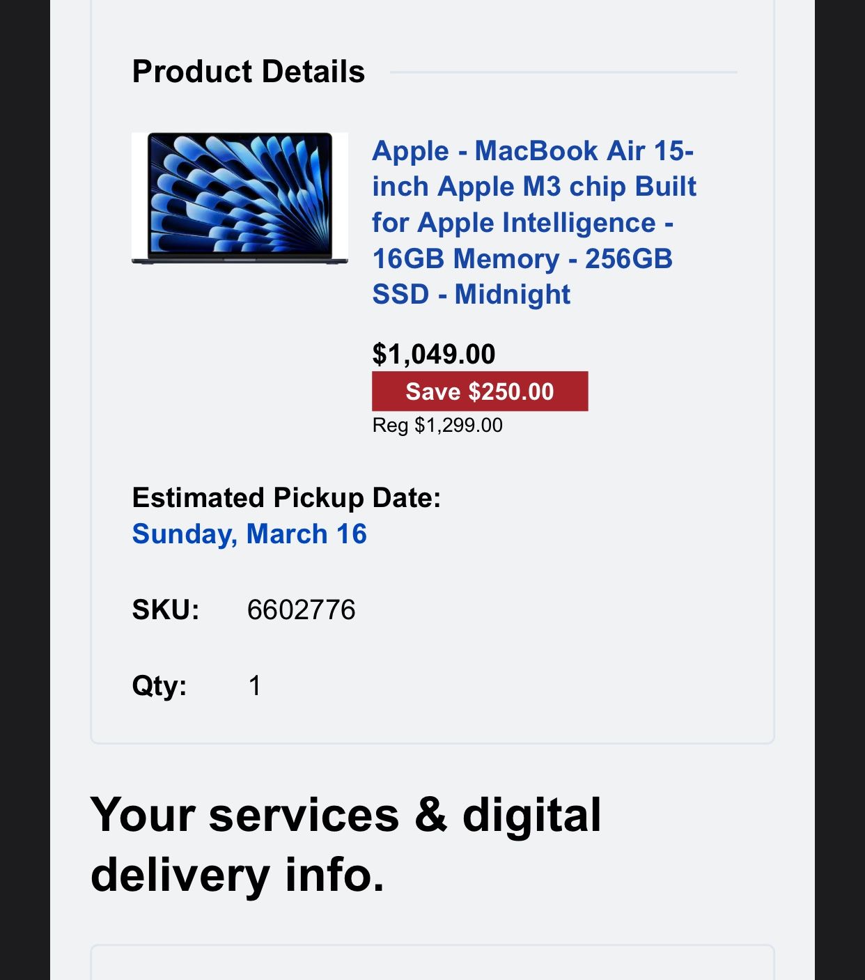 MacBook Air 15-inch M3 Chip 256gb SSD