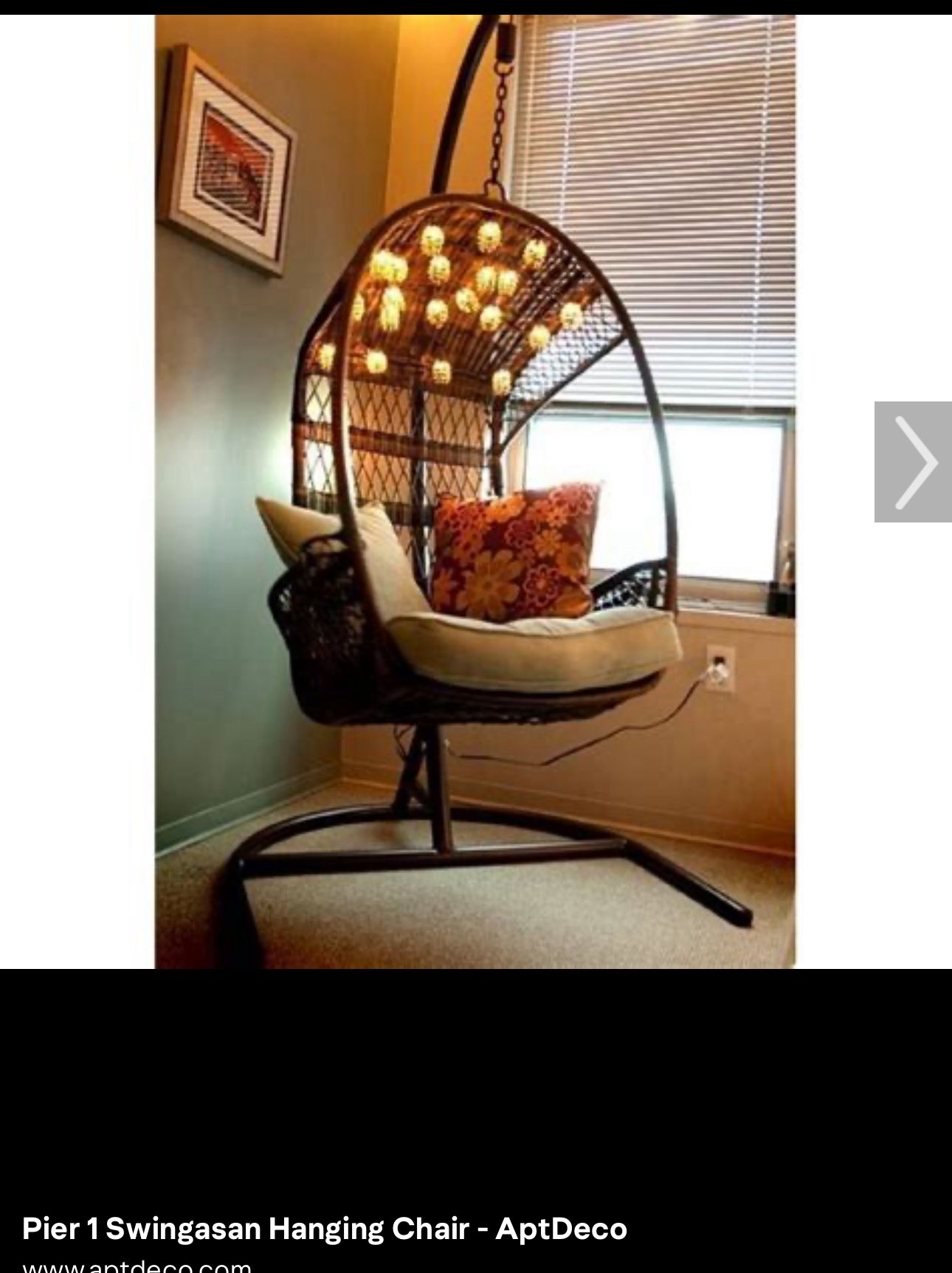 Moving Sale. Pier 1 Swing Chair With Stand. No Cushions.