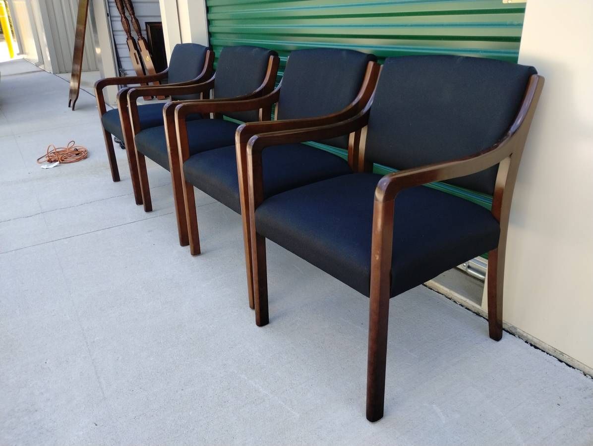 (4) Vintage 1990's Black Fabric Office Chairs - Made in NC!