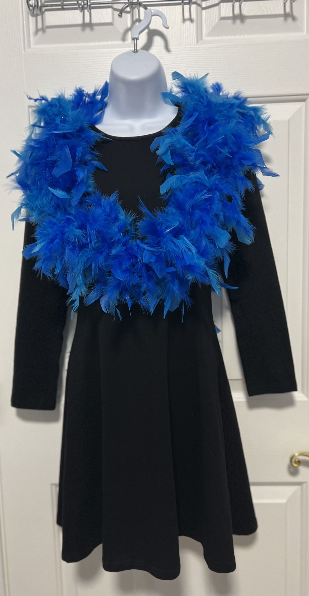 Black Cotton Lycra Stretch Dresses With Feather Boa $20 Each
