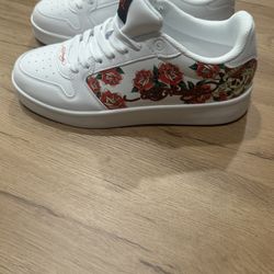 Ed Hardy Womens floral white & red sneakers #sneakers #lifestyle  size:10. NWOT
