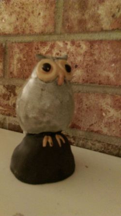 Owl original art sculpture ceramic clay