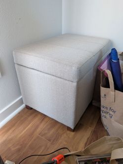 Essex Single Storage Ottoman Gray - Threshold: Upholstered Bench, Footrest, Wood Legs