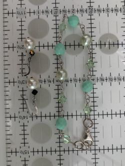Sterling Silver Glass Beads And Faux Peals Earrings And Bracelet