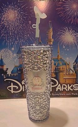 Disney Parks Cinderella 75th Anniversary Starbucks Tumbler Glass Slipper Straw