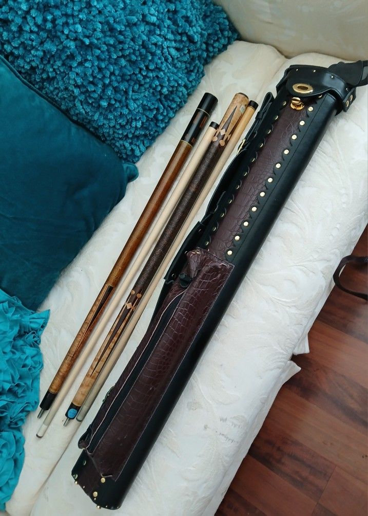 Meucci Original and Viking P7 Pool Cues W/ Case