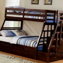 Bunk bed Twin over Full with Staircase and Storage FREE MATTRESSES!