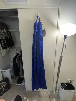 Blue mermaid cut prom dress