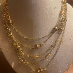 Coldwater Creek Faceted Bezel Crystal strand Layered Necklace Green