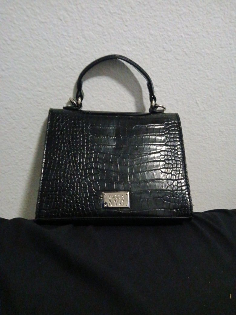 Madden NYC Black Crocodile Lux Purse