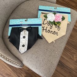 Two Brand New Dog Bandanas For Wedding 