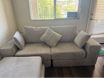 Light Gray Sofa with Ottoman