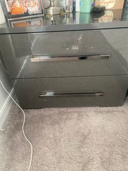 Two nightstands grey, and one frame