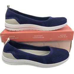 Easy Spirit Glitz knit walking slip-on comfy blue shoes women’s Size 10N