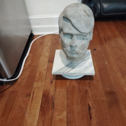 Large Garden Statue Cameo Male Head 12"L X 10"W X 16"H Pre-loved Concrete Heavy Garden Decor Home Decor Home accents Statues Collectibles Indoor outdo