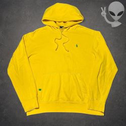 Polo Ralph Lauren Performance Pullover Hoodie L Yellow Green