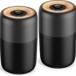 2-Pack Air Purifiers for Home or Bedroom with Aromatherapy Option and Night Light, Small Units with Adjustable Speed (Black)