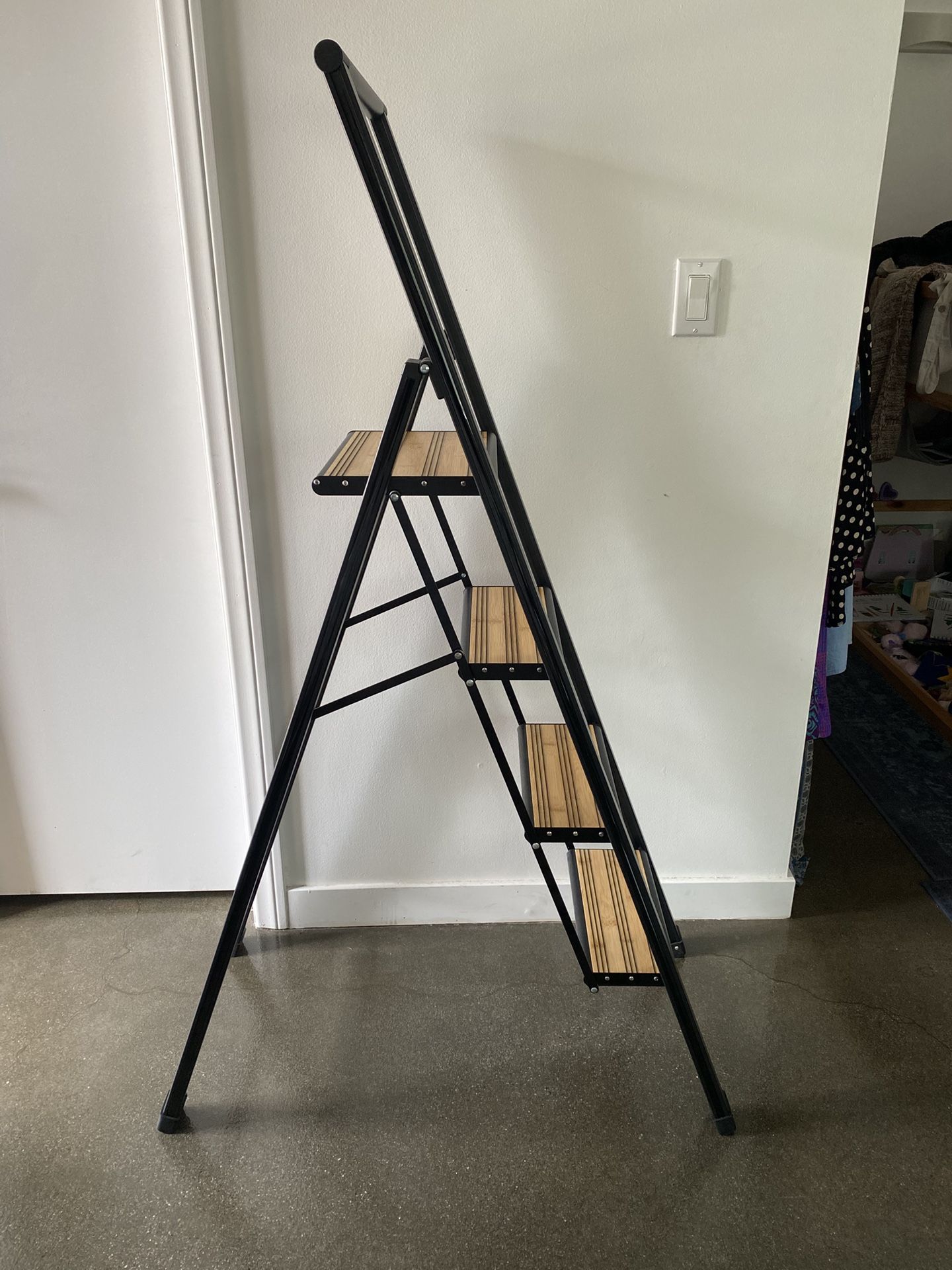 Four Step Ladder Extra Tall And Beautiful Wood And Black 