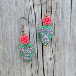 Sugar Skull Dia De Los Muertos Mexican Earrings 