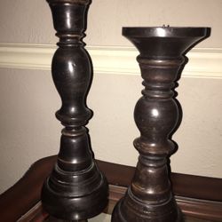 Wooden Candle Holders Set Of 2 