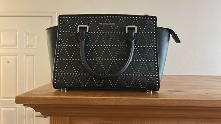 Michael Kors Black Studded Satchel Handbag