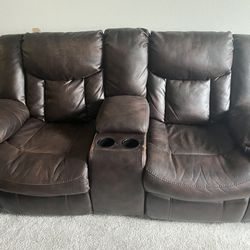 Reclining Leather Loveseat 