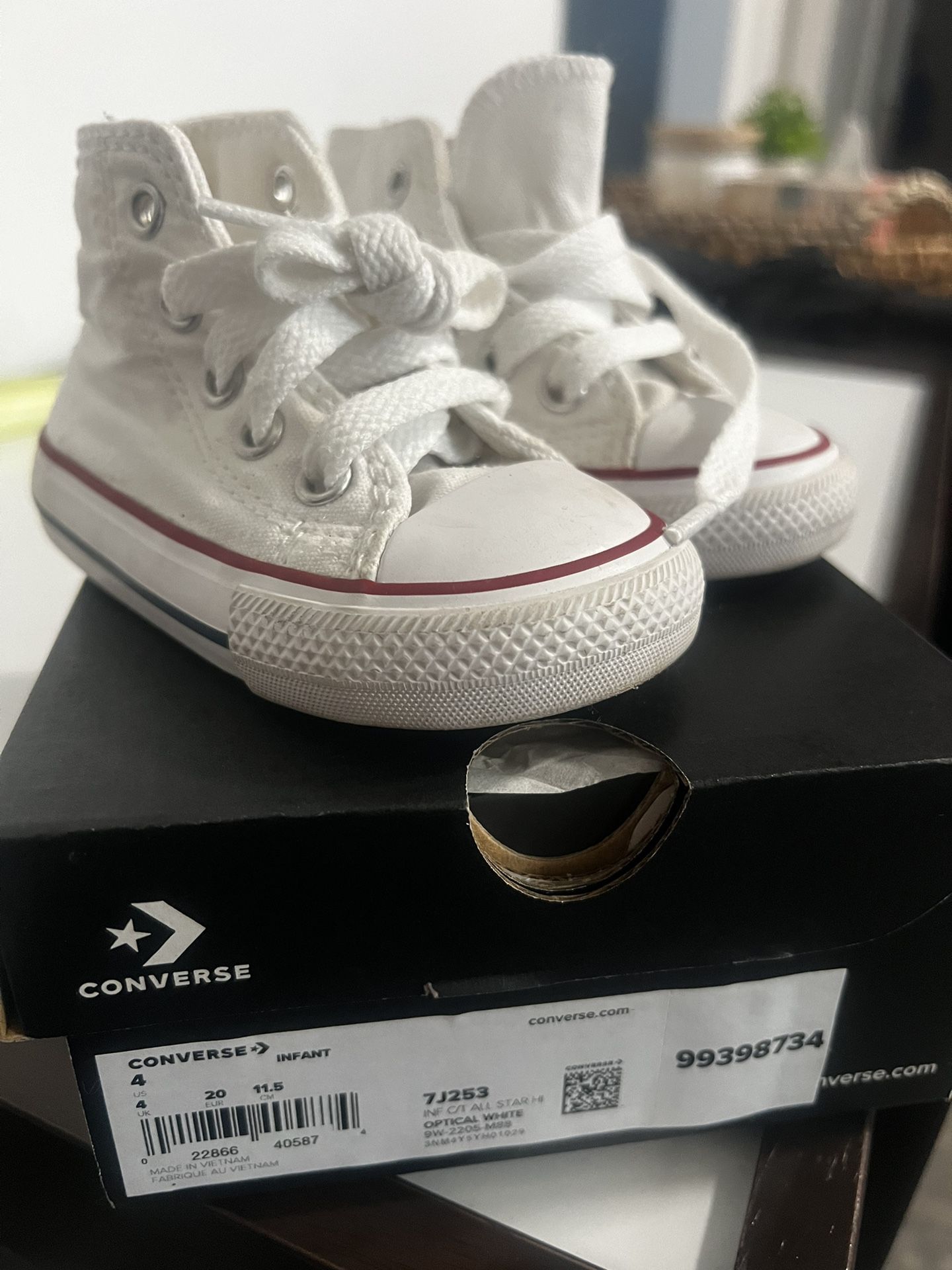 Size 4 Infant White Converse 