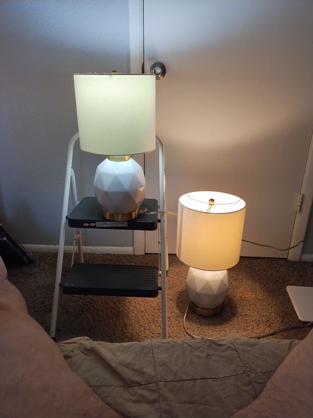 2 Really Nice White Lamps With USB Ports !!
