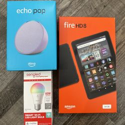 Bundle (Fire HD 8, Echo Pop, & Smart Bulb)