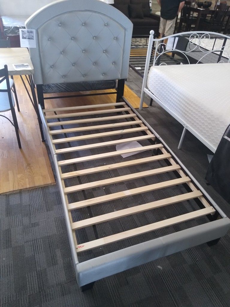 Silver Twin size platform bed frame