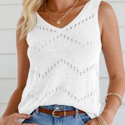  Sweaters Vest for Women Fashion 2024 Cute Crochet Tops Sleeveless Sweater Tops Basic Summer Clothes

