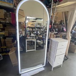 LED MIRROR - 71” X 32” Full Length Dimmable LED Arch Light Up Mirror With Stand 