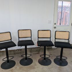 Barstools, set of 4, Rattan