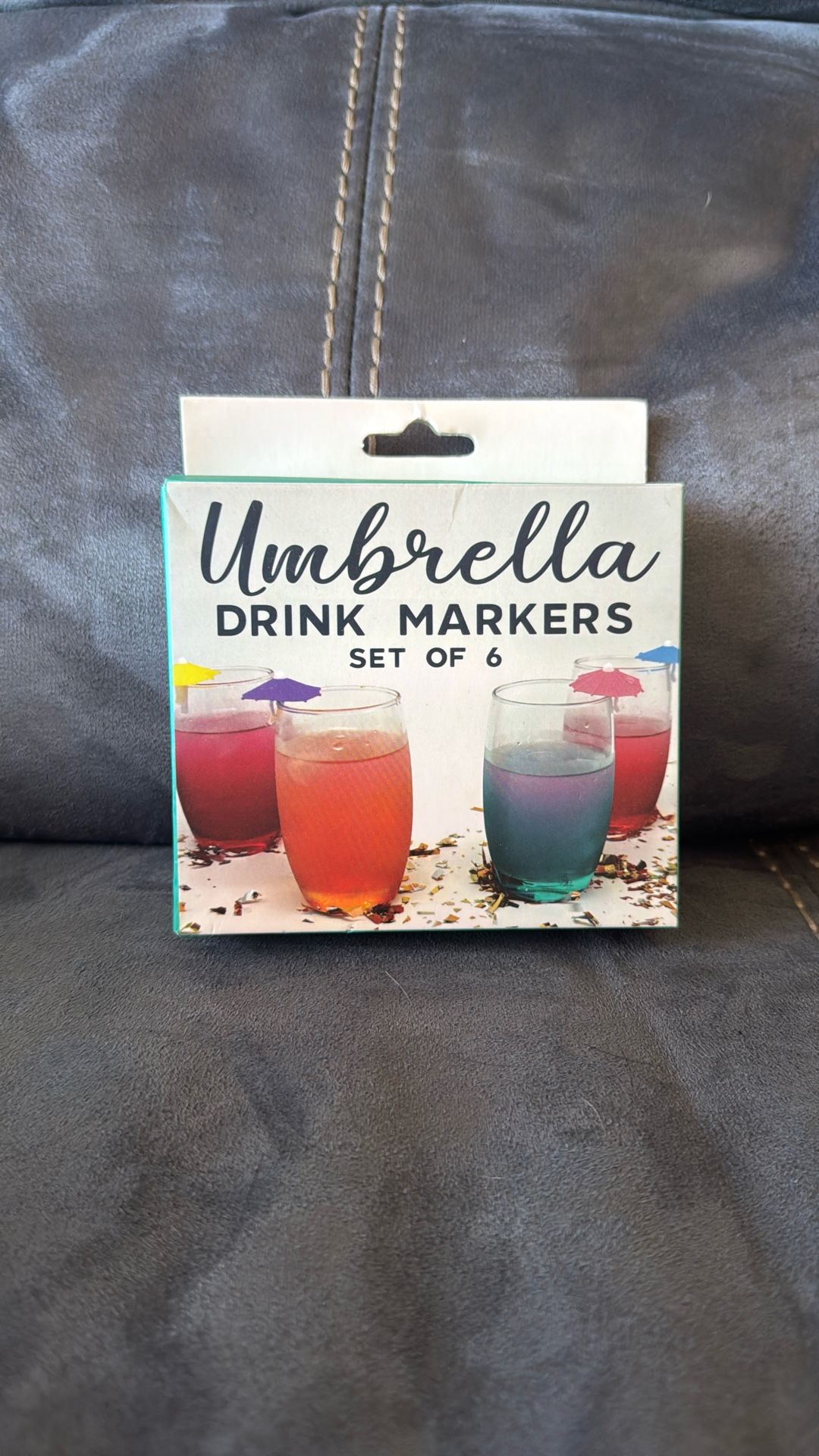 New Umbrella Set Of 6 Drink Cup Markers 