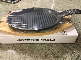 Cast iron fajita platter set