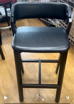 Black Faux Leather Bar Stool with Back rest