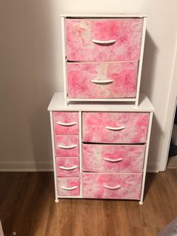 Pink Fabric Drawer Storage Organizer Set