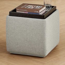 Storage Ottoman with Reversible Tray