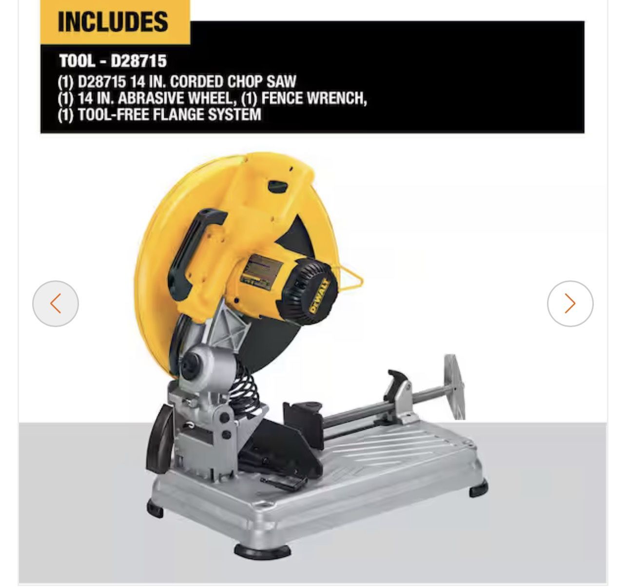 DeWalt 14” Chop Saw – Quick-Change Blade System – Brand New