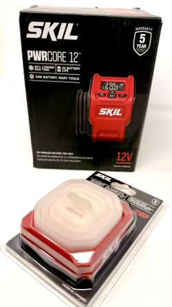 SKIL PWR CORE 12V Cordless Tire Inflator + 12v/20v Collapsible Lantern