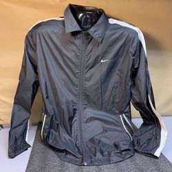 Nike Black & White Polyester Long Sleeve Windbreaker Jacket 